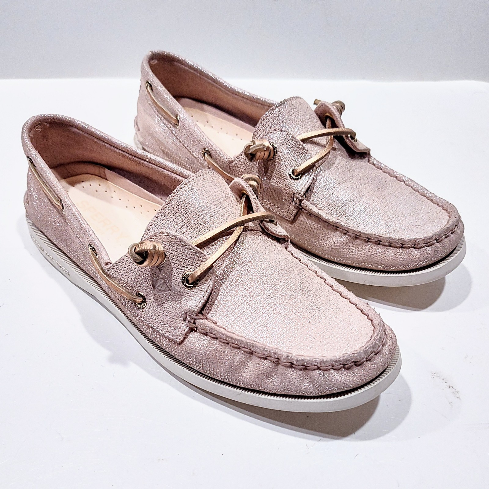 Sperry Vida 2 Eye Boat Shoe Metallics Pink Rose Gold Women’s Size 10M STS85148