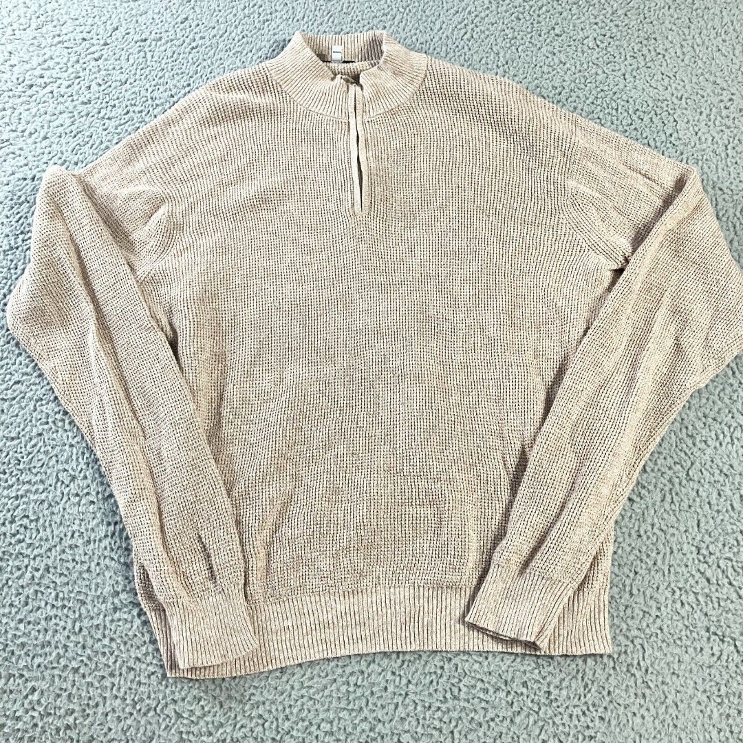 Peter Millar Sweater Men XL Beige 1/4 Zip Kitts Twisted Pullover Merino Wool