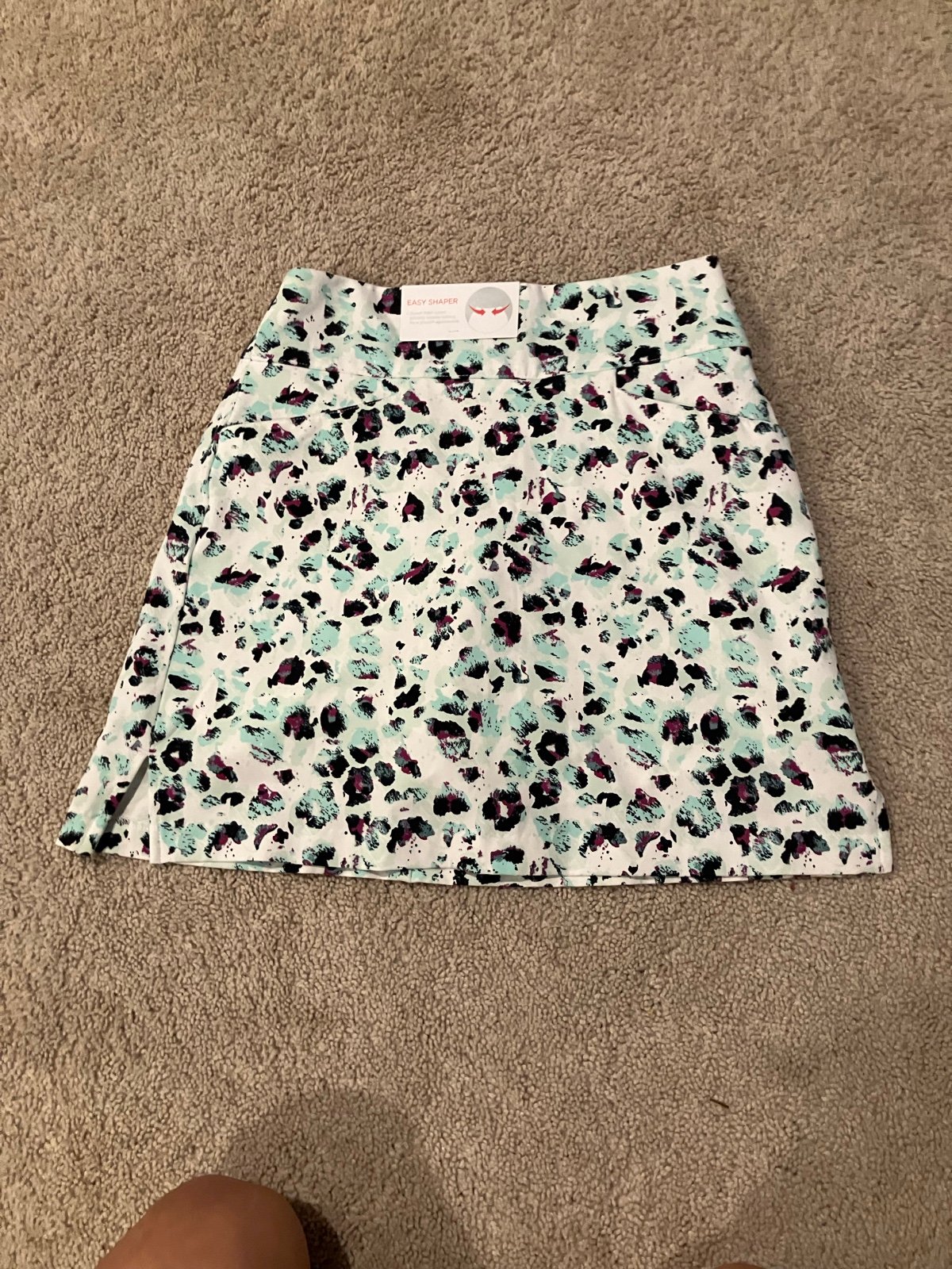 Lady Hagen NEW Sea Glass Blue Leopard Print Golf Skort