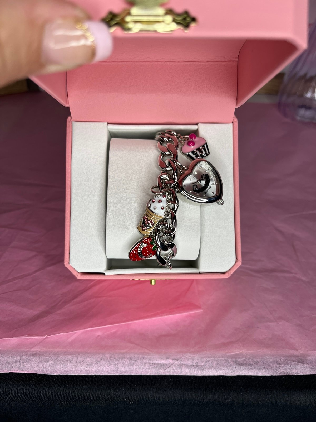 Juicy Couture Silver Watch Charm Bracelet