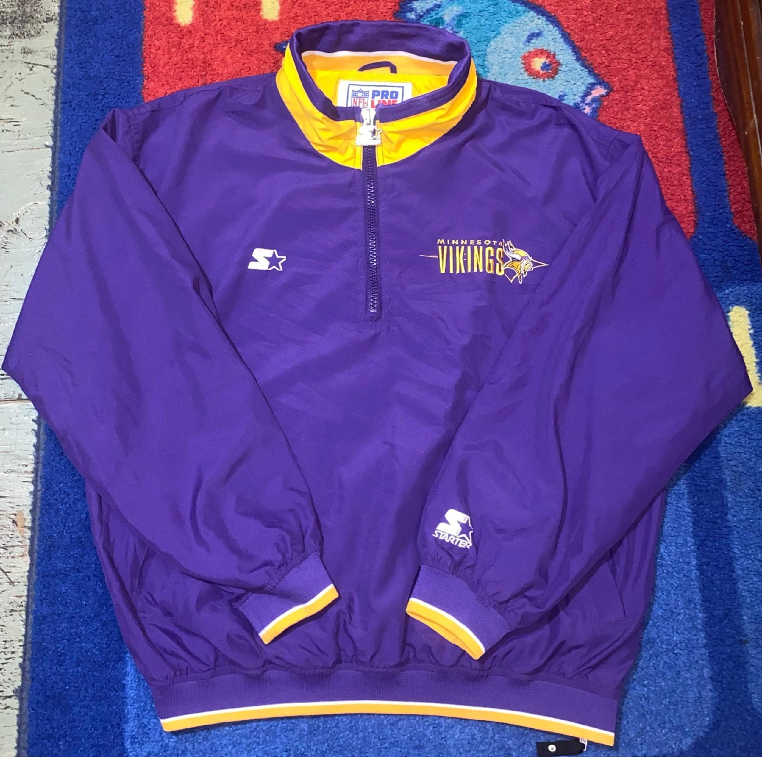 VTG 90’s Starter Minnesota Vikings Windbreaker Jacket Men’s Sz L Y2K Boxy Preppy