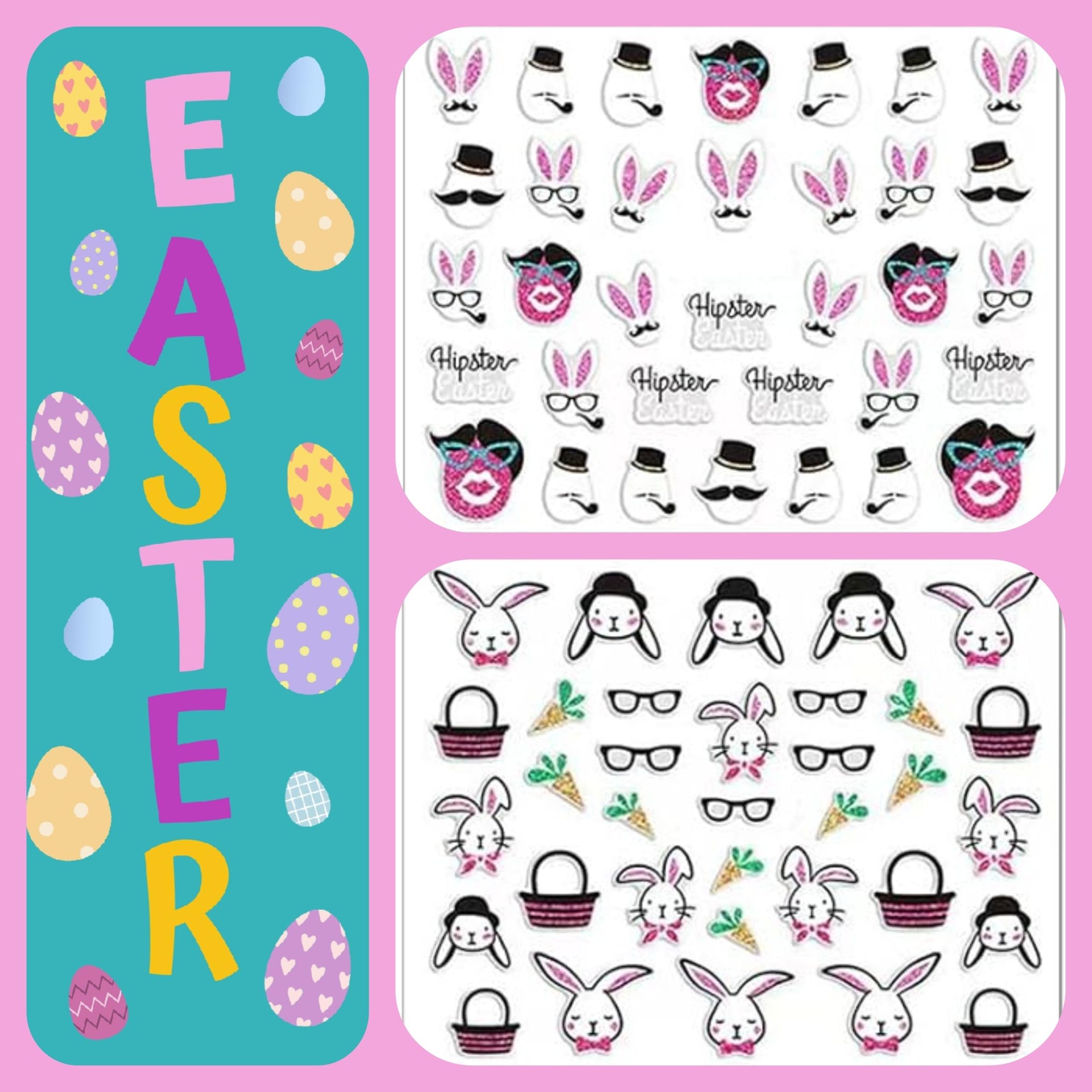 2 Packs of Easter 3D Nail Art Adhesive Sticker Decals