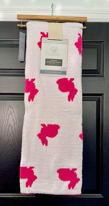 The Farmhouse Oversized Throw Hot Pink Bunny Super Soft Blanket