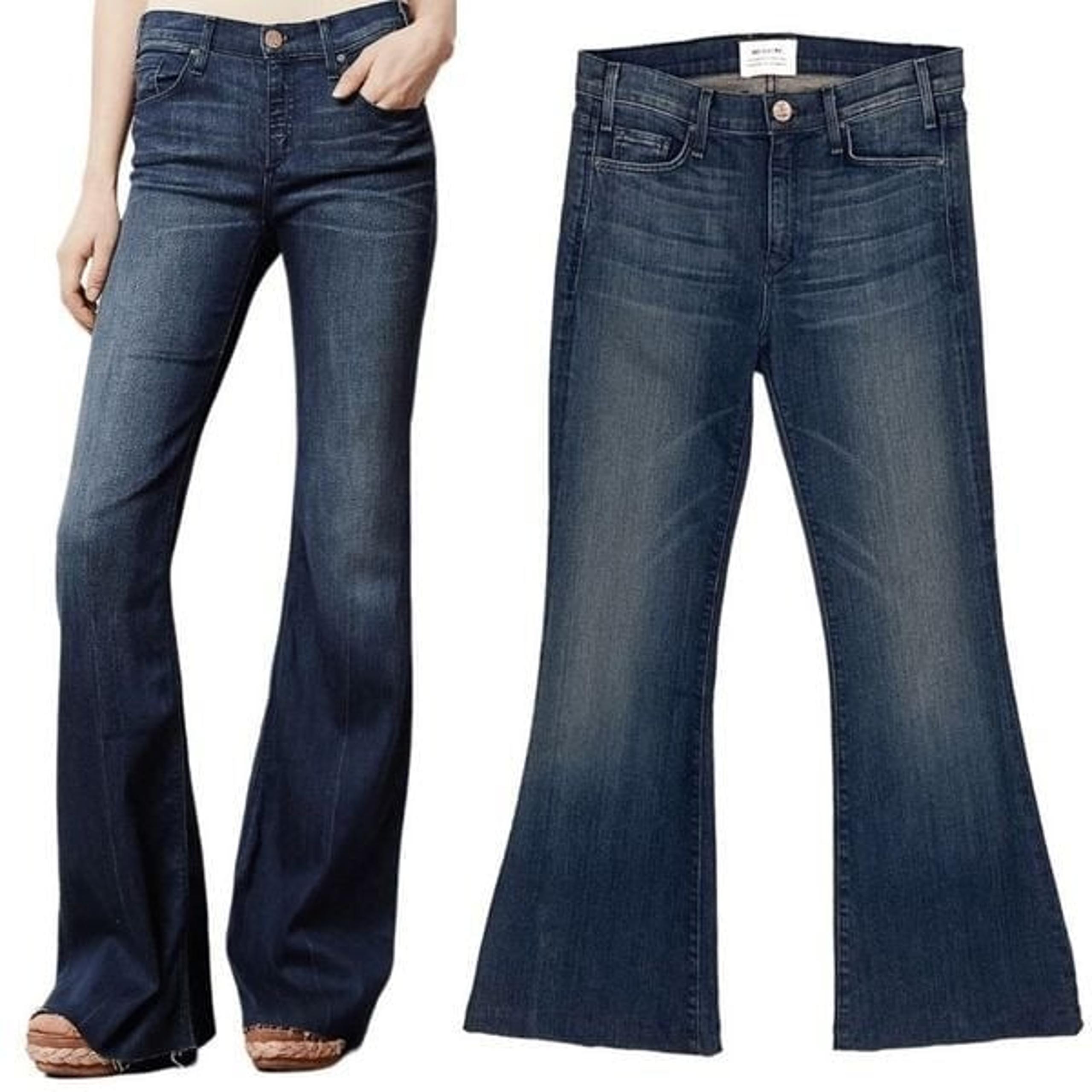 Mcguire Majorelle Flare Jeans in Sleeping Gypsy Mid-Rise Dark Blue Denim Size 27