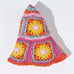 Multi Bright Printed Floral Straw Crochet Hat OS New