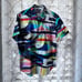 Robert Graham Mens Shirt Short Sleeved Geometric Contrast Trim Size Large