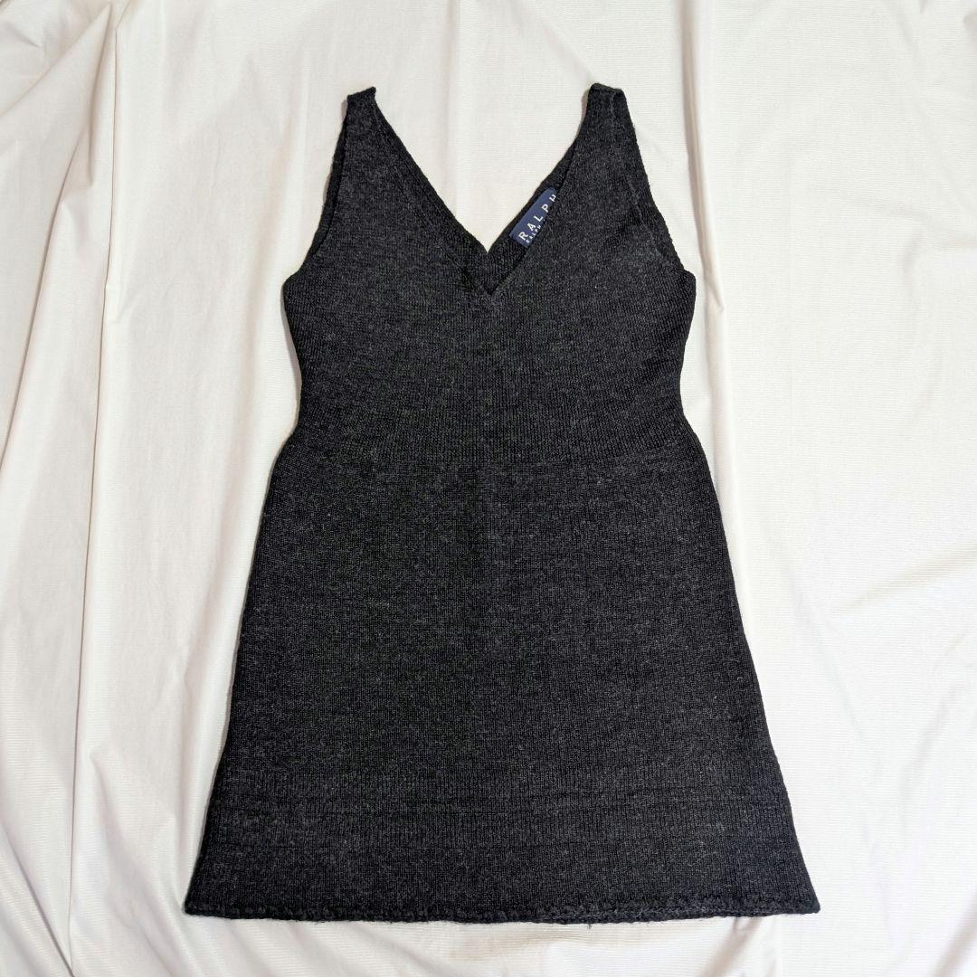【RALPH LAUREN】90s Sleeveless Knit Dress Charcoal Gray