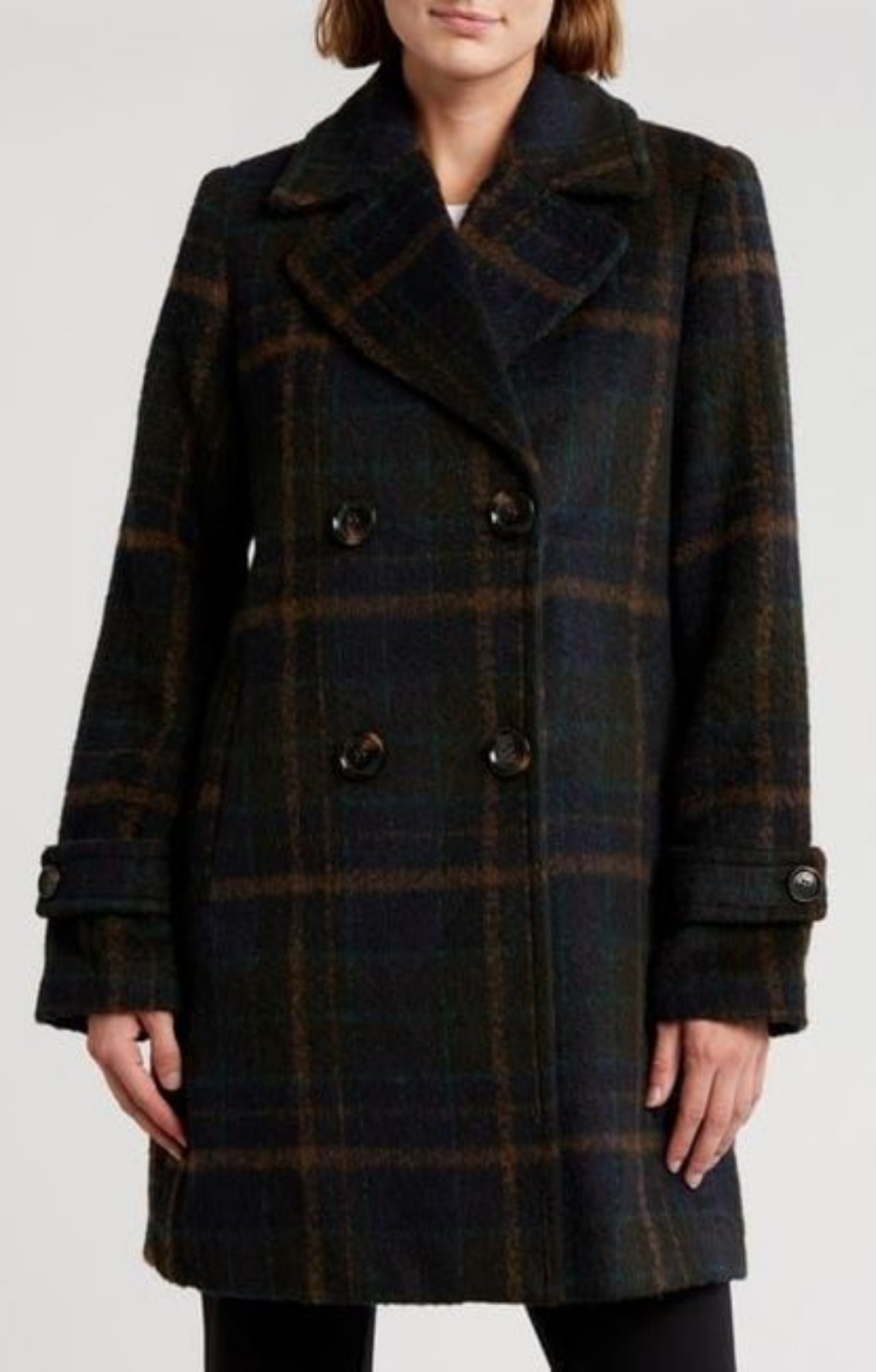 Sam Edelman Double Breasted Plaid Coat in olive green size XXL A classic pick fr