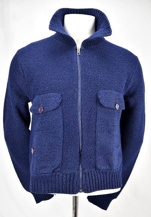 Vtg JC Penny Mock Neck Zip Up Sweater M