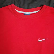 Vintage Y2K Nike Small Swoosh Crewneck Sweatshirt Red