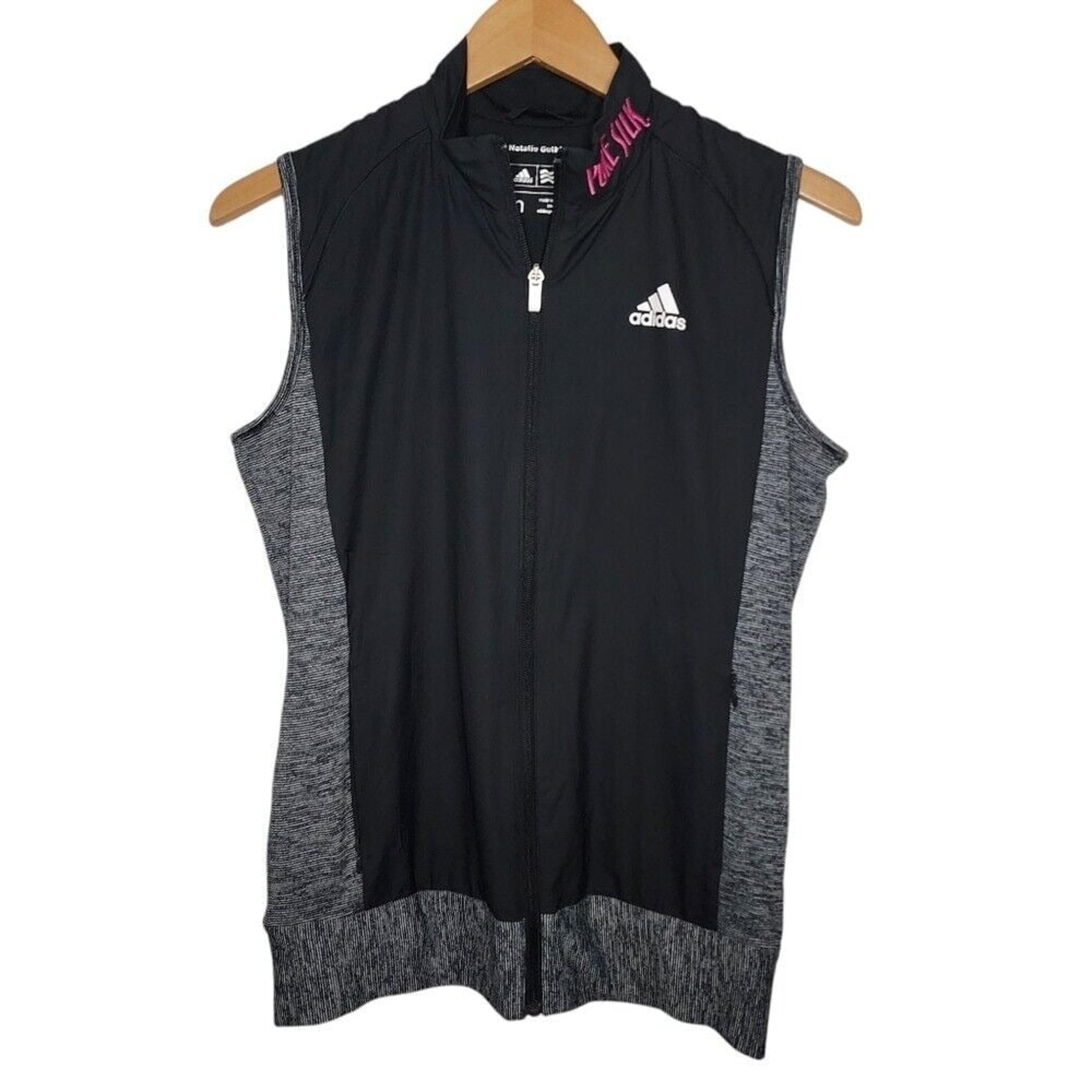 Adidas Womens Medium Black & Grey Pure Motion Full Zip Golf Vest