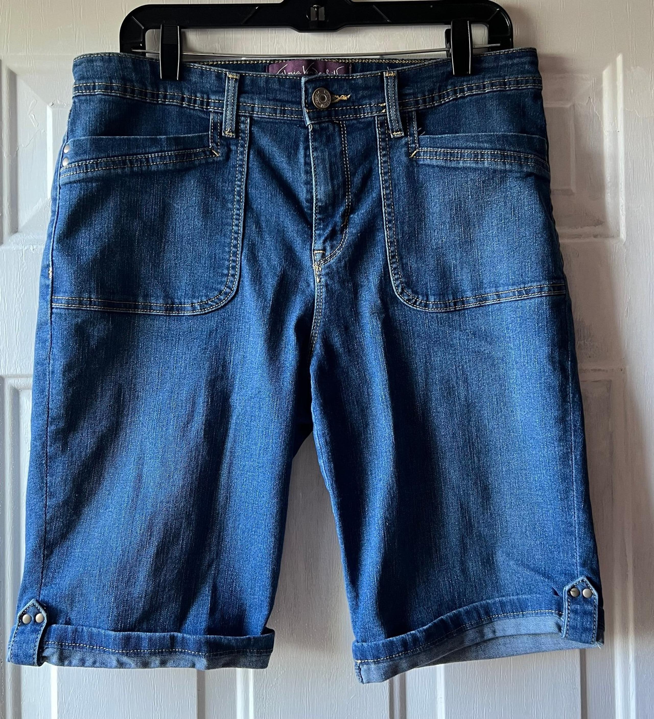 Gloria Vanderbilt Jean shorts size 12 rolled hem dark blue