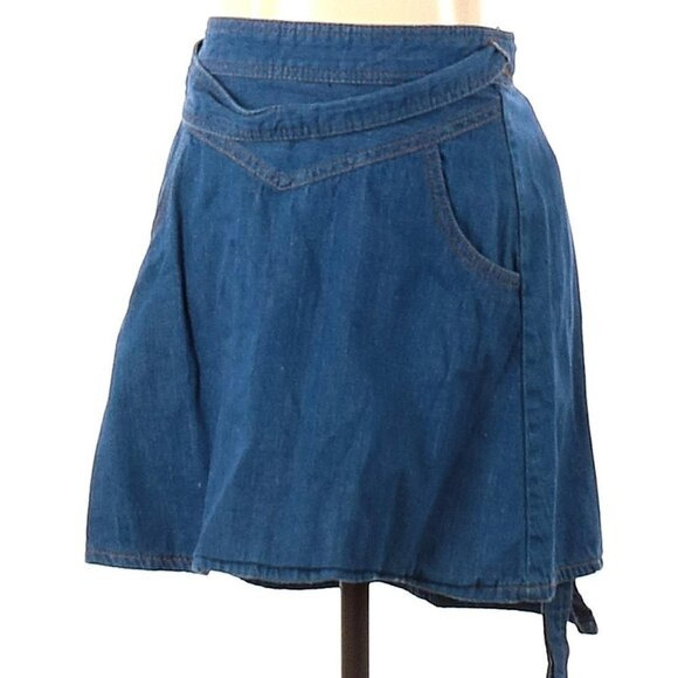 Zara Women's Denim Blue Jeans Skirt Casual Short Mini Wrap Skirt, Sz XS
