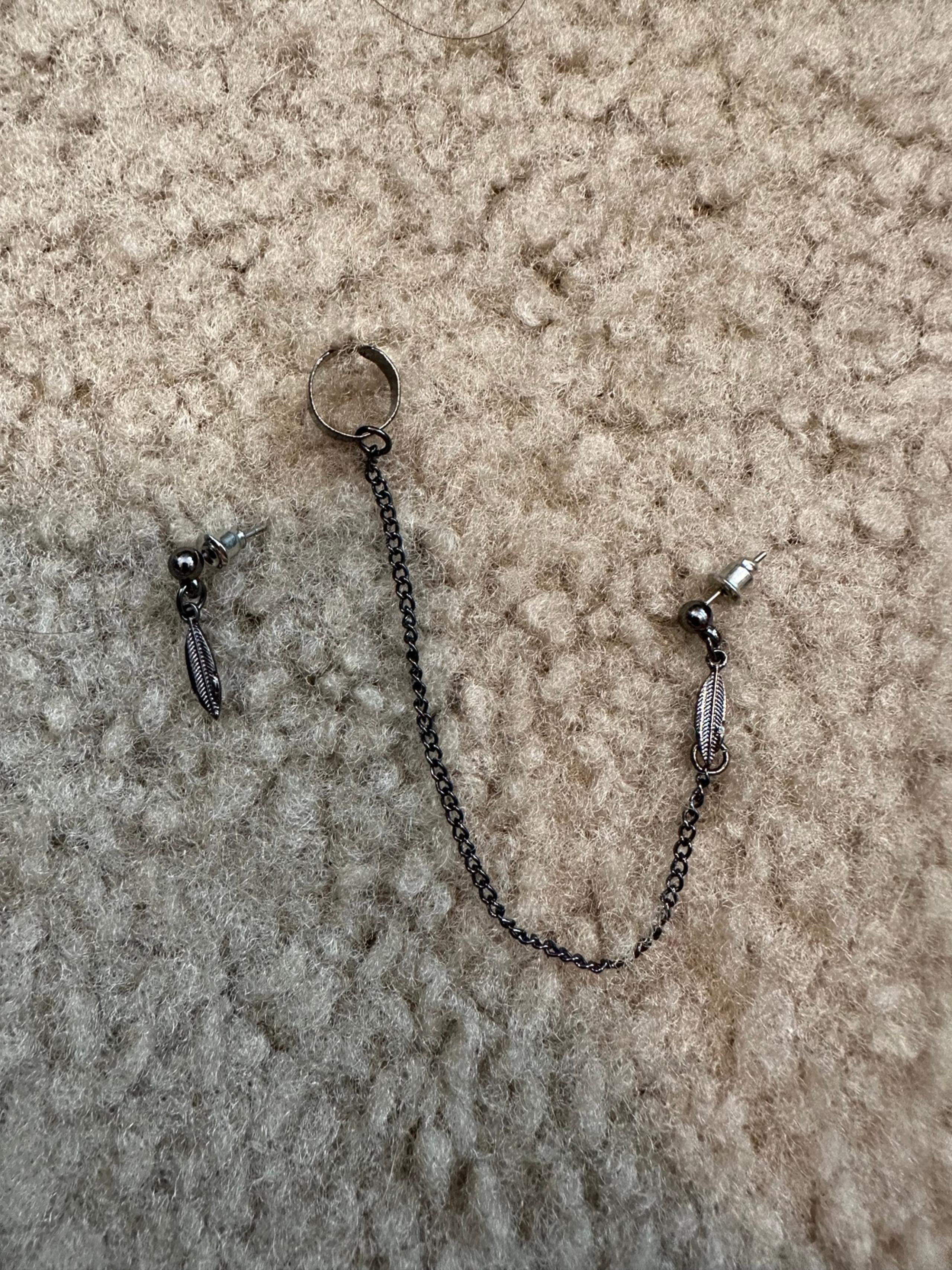 Feather ear crawler earrings