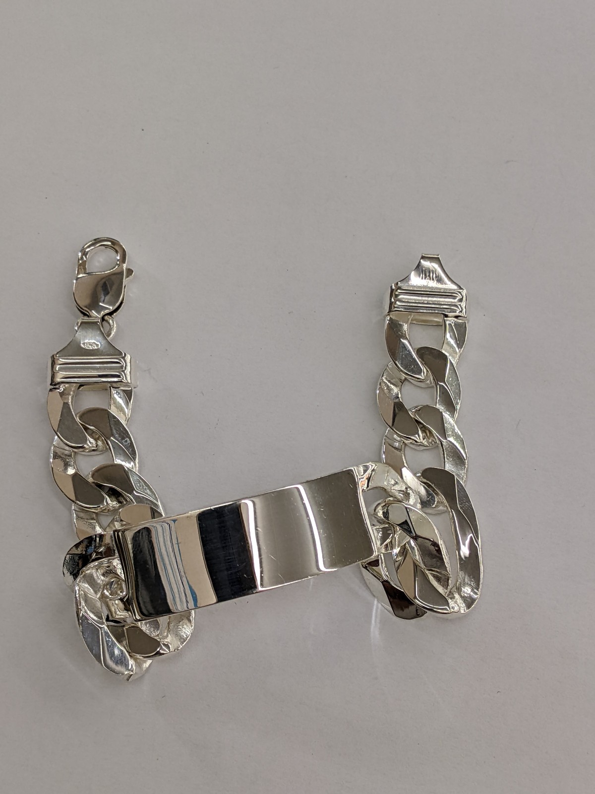925 Sterling Silver Figaro ID Bracelet For Men