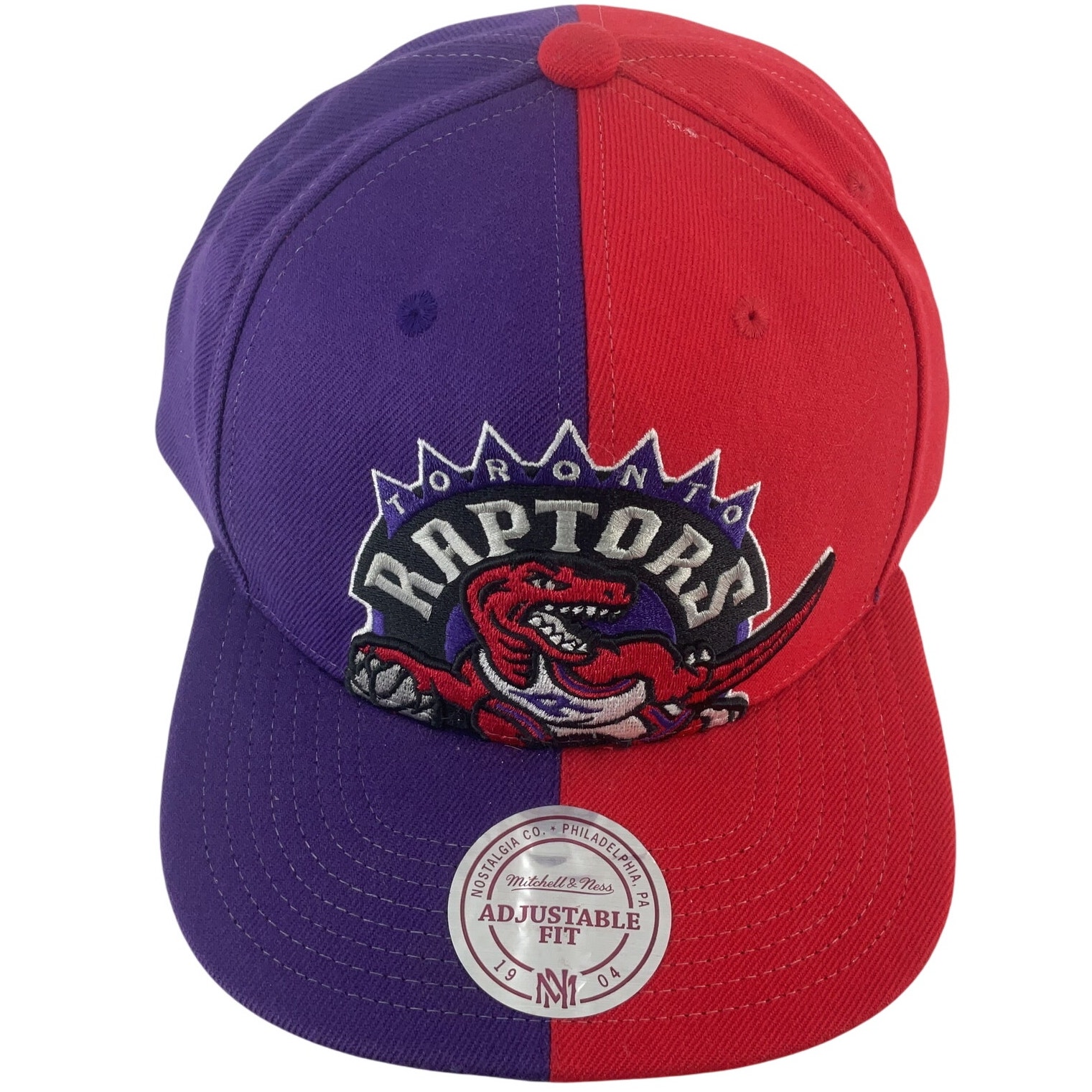 Mitchell & Ness Red Purple Toronto Raptors Baseball Cap Hat Acrylic/Wool Mens OS