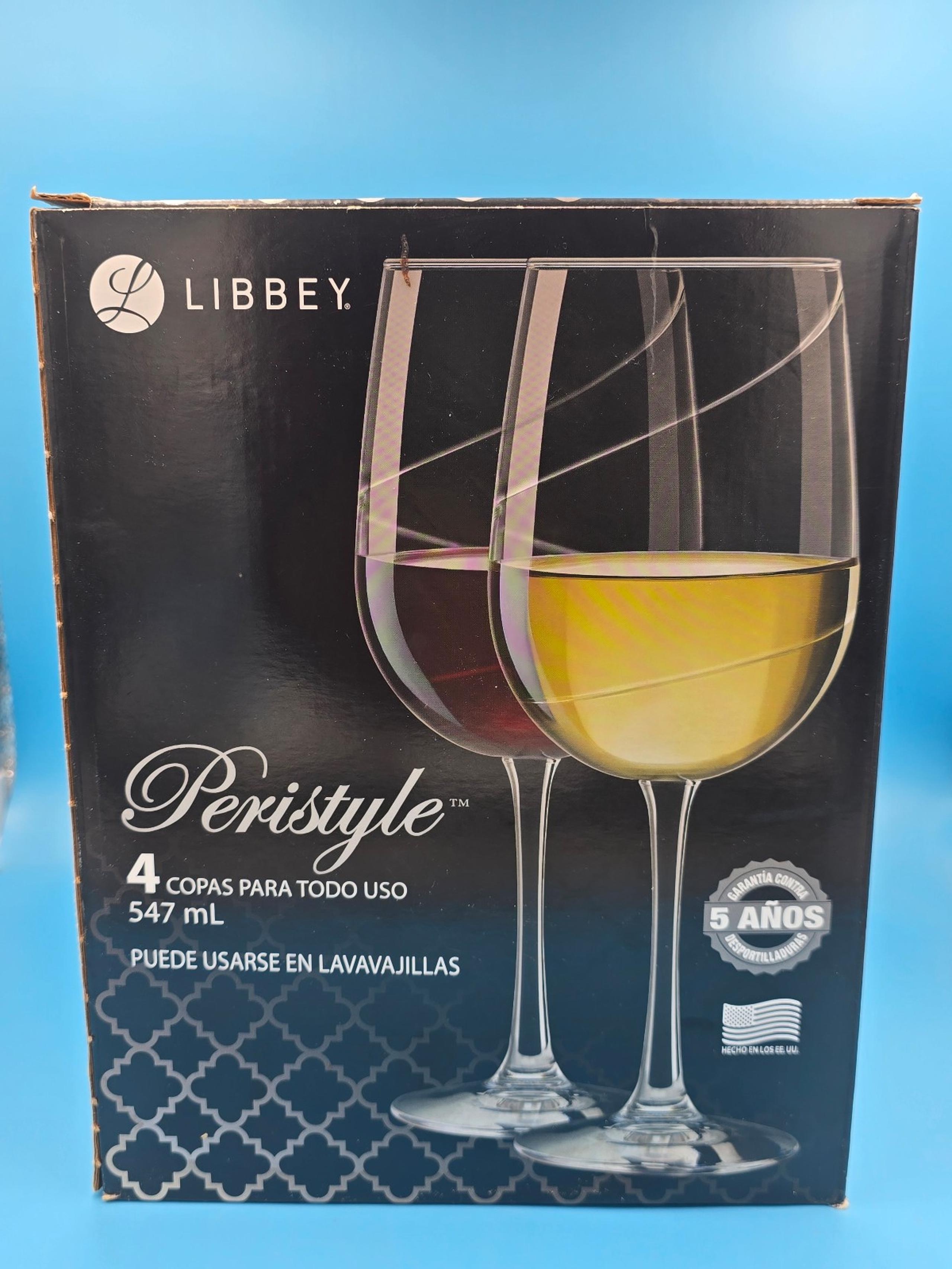 LIBBEY 4-PC PERISTYLE SWIRL WINE GLASS 18.49 OUNCE GLASSES MADE IN USA