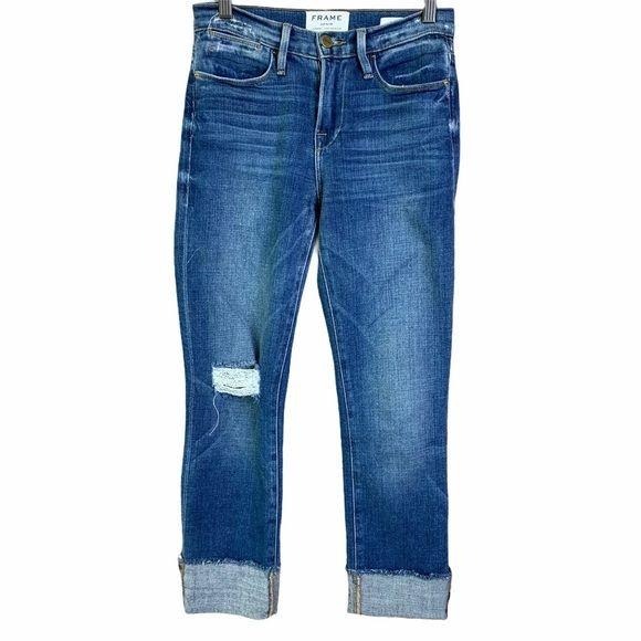Frame Le High Straight Distressed Jeans 23