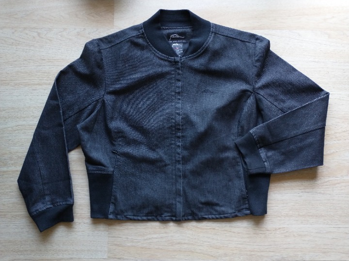 Fubu The Collection Black Denim Bomber Moto Jacket Zip-Up Zip-Pockets Unisex 3X