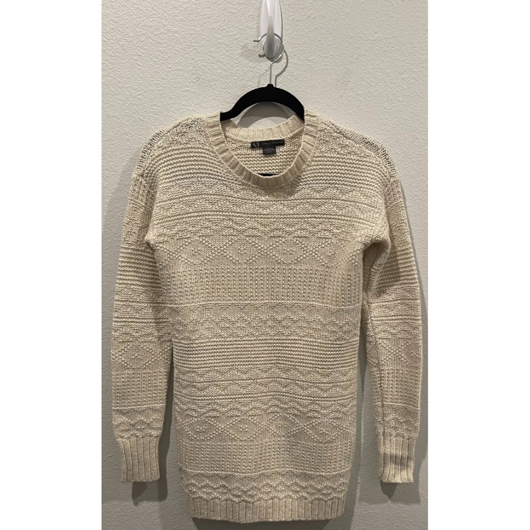 ARMANI EXCHANGE Beige Knit Long Sleeve Sweater