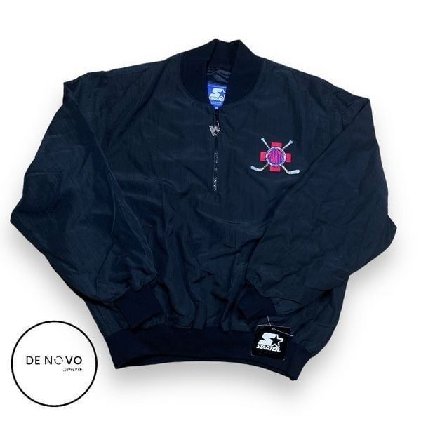 Starter Men's Vintage Blank Jet Pullover Hockey PHATS Jacket Size XL Black