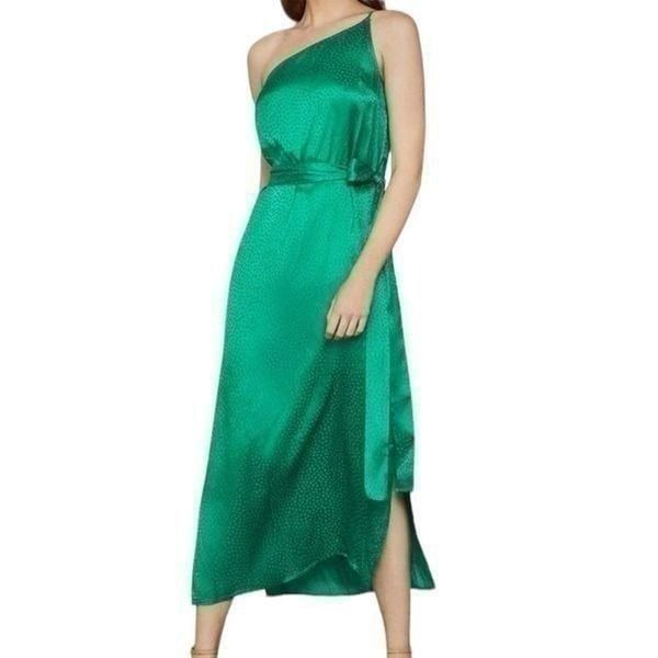 BCBG Maxazria Dotted Satin Cocktail Dress In Sapphire Green Size XS