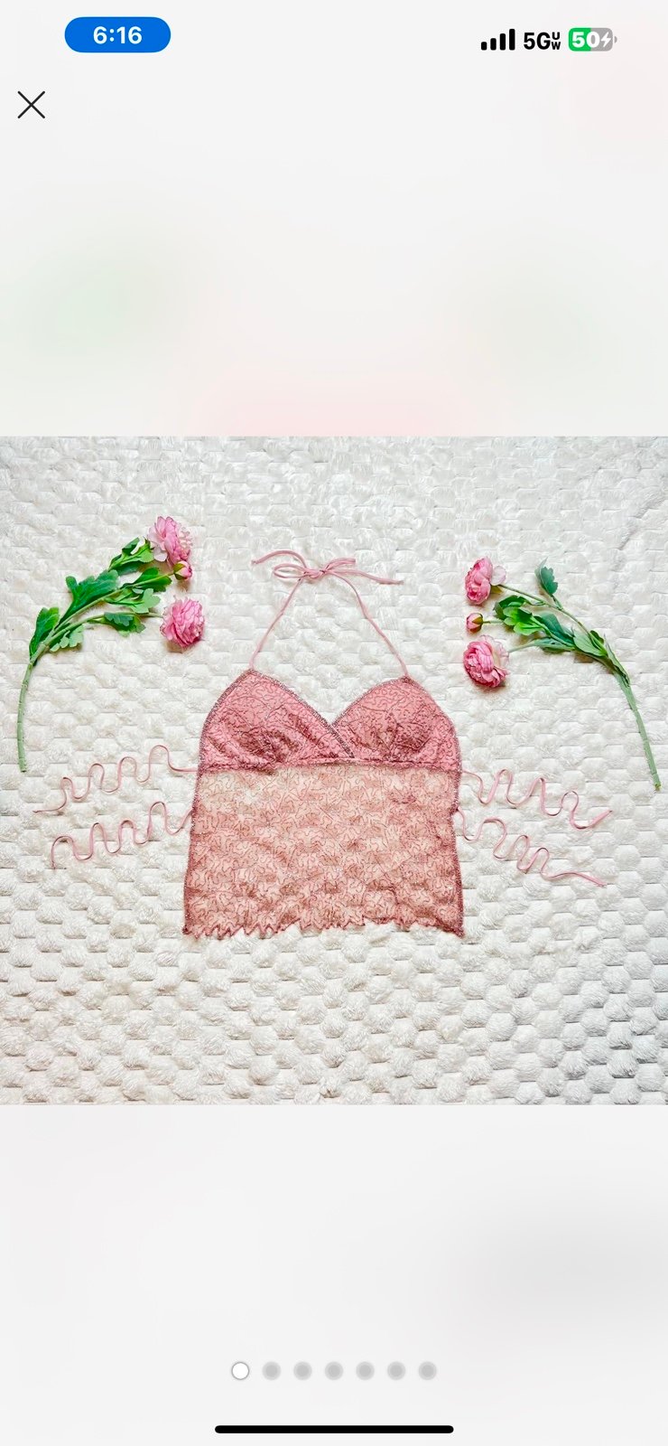 Y2K Deadstock Pink Beaded Halter Top