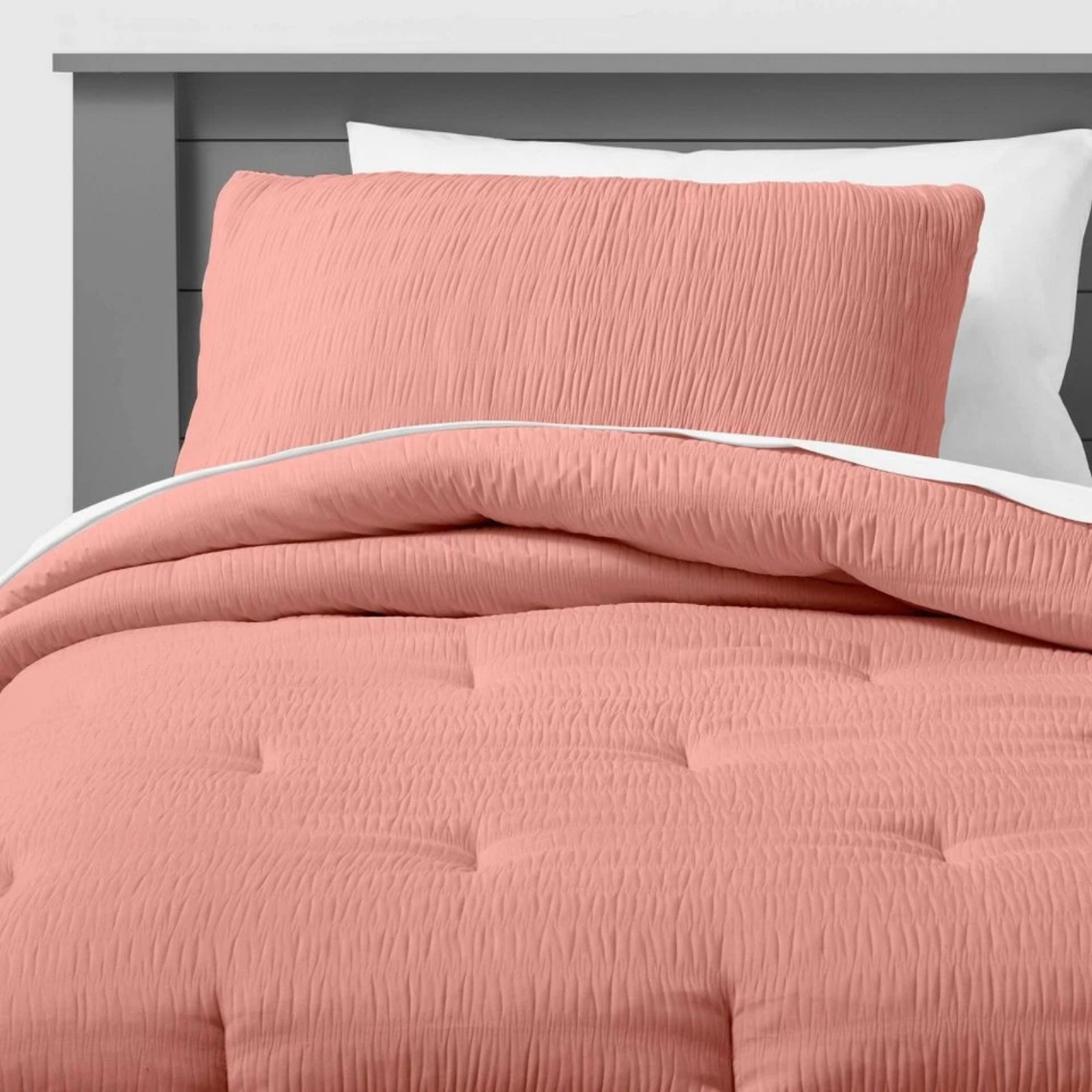 Full/Queen Seersucker Comforter Set Rose Pink - Pillowfort