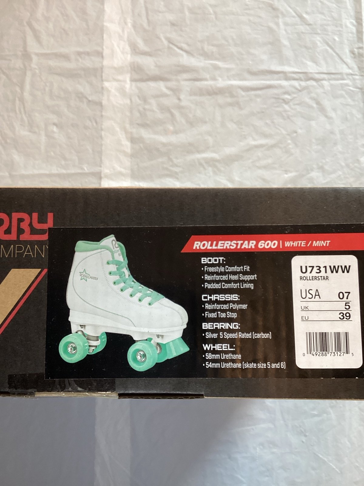 Skates roller derby white/mint size 7