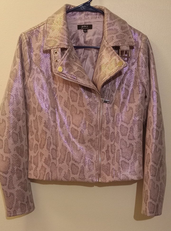 Privy- Pink/Lilac Iradescent Snakeskin Jacket-Small