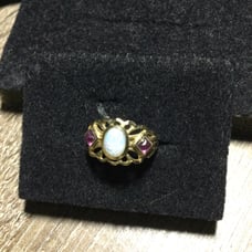 VINTAGE STAMPED 10KT OPAL & PINK TANZANITE RING