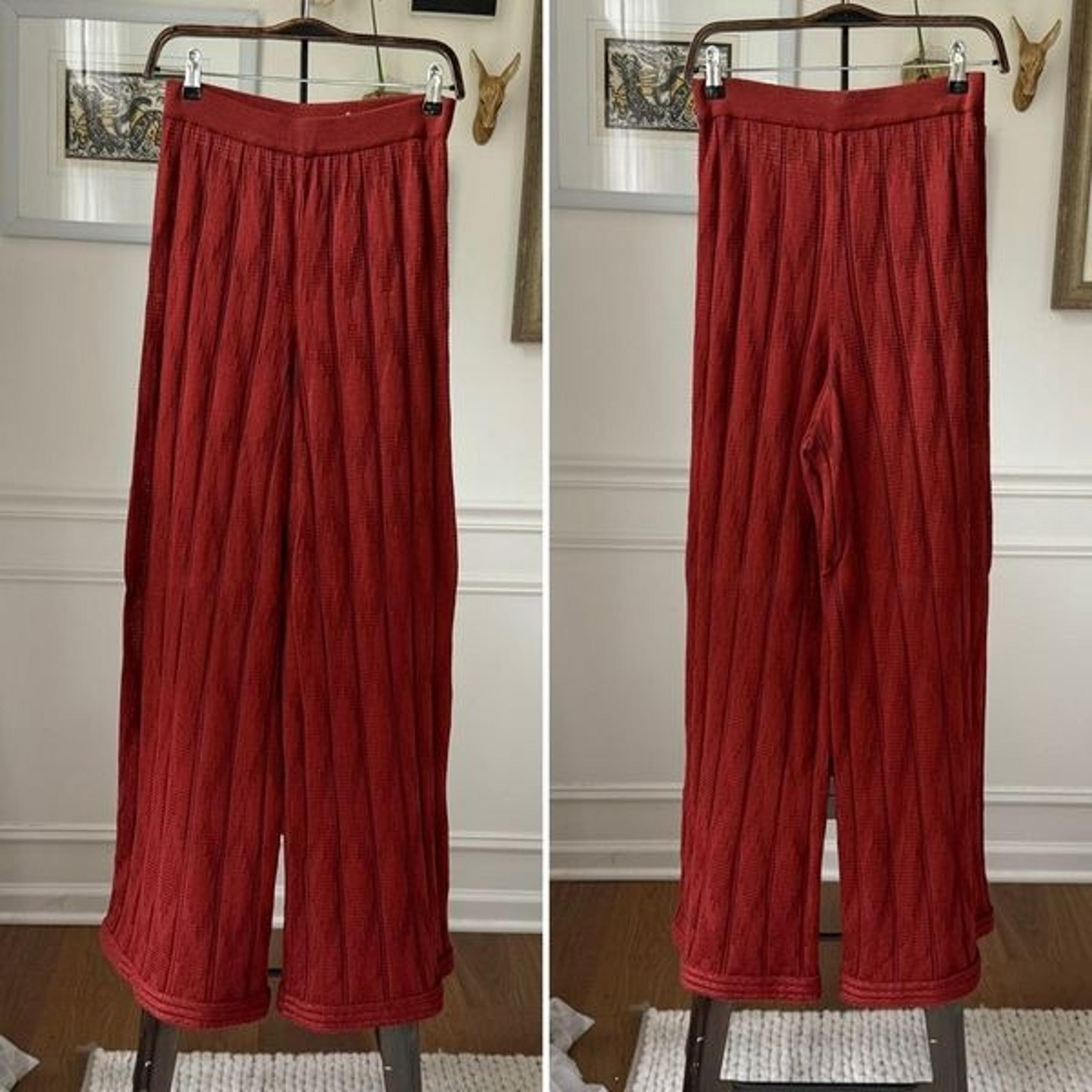 M Missoni Rust Red Orange Crochet-Knit Wide-Leg Pants $1,000 40 S