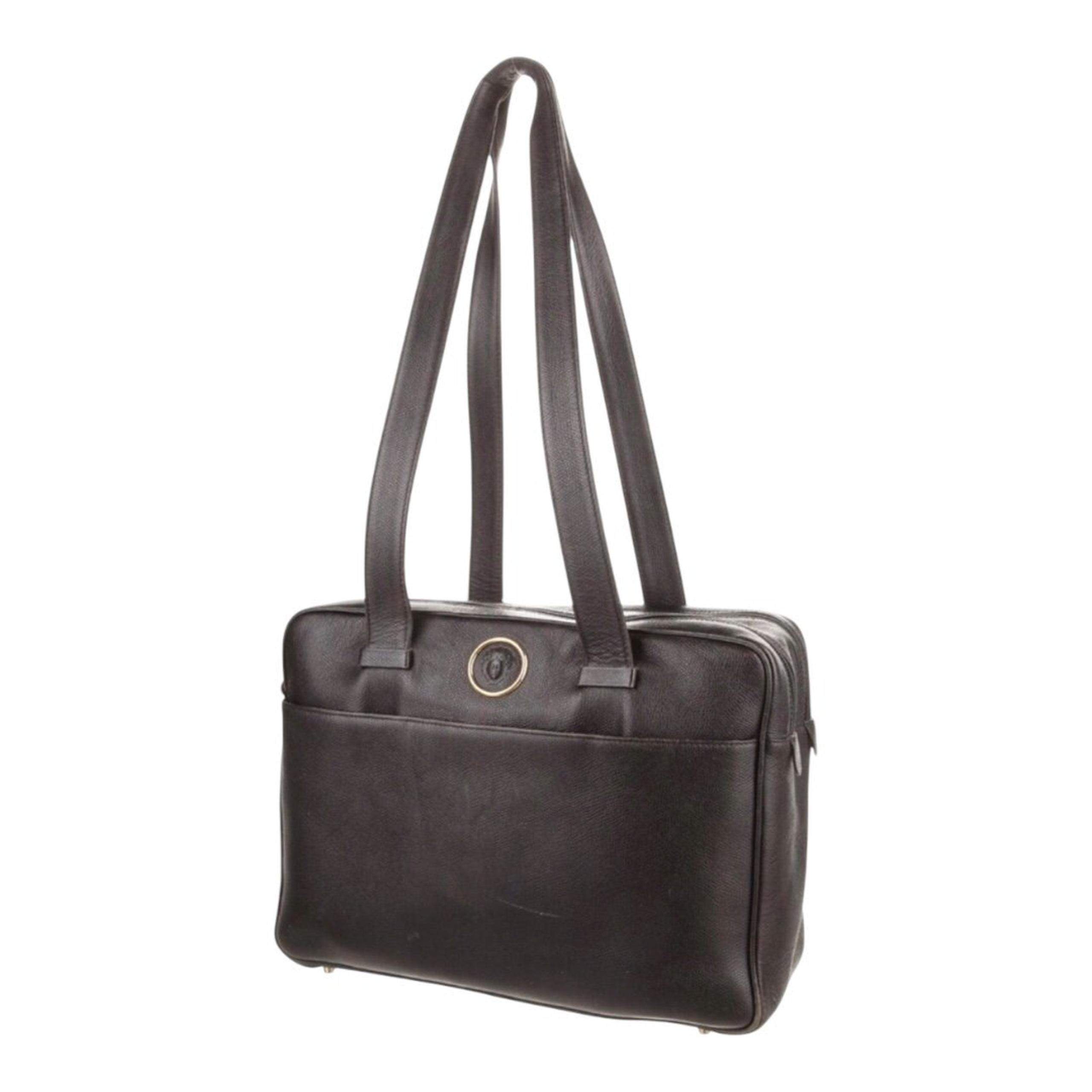 Gianni Versace Vintage Black leather tote