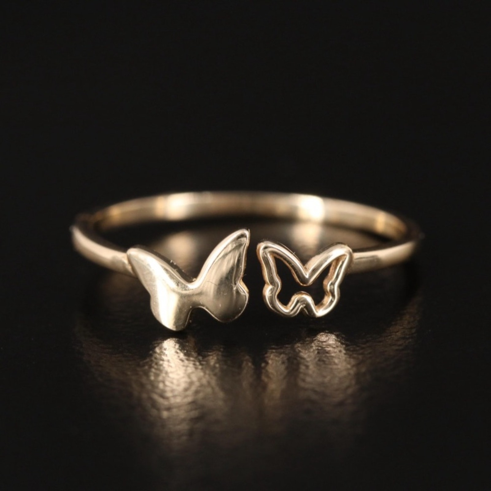 Authentic 14K Gold Butterfly Duo Ring - 7.5
