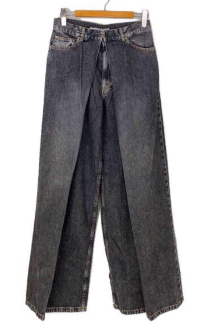 JOHNLAWRENCESULLIVAN - Washed denim super wide pants （BLACK