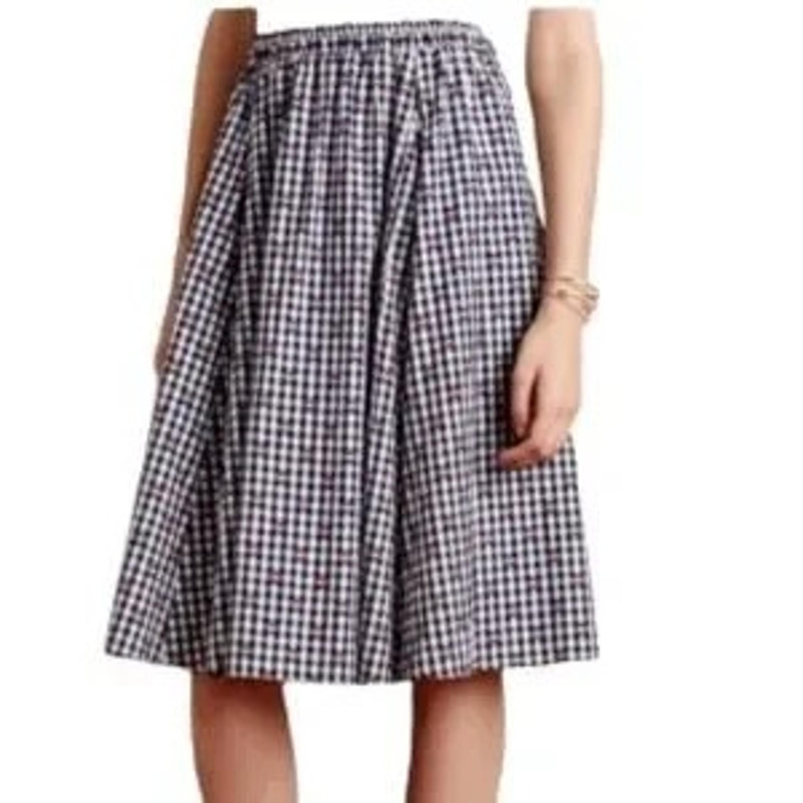 Maeve | Blue & White A-Line Checkered Skirt | Size Small