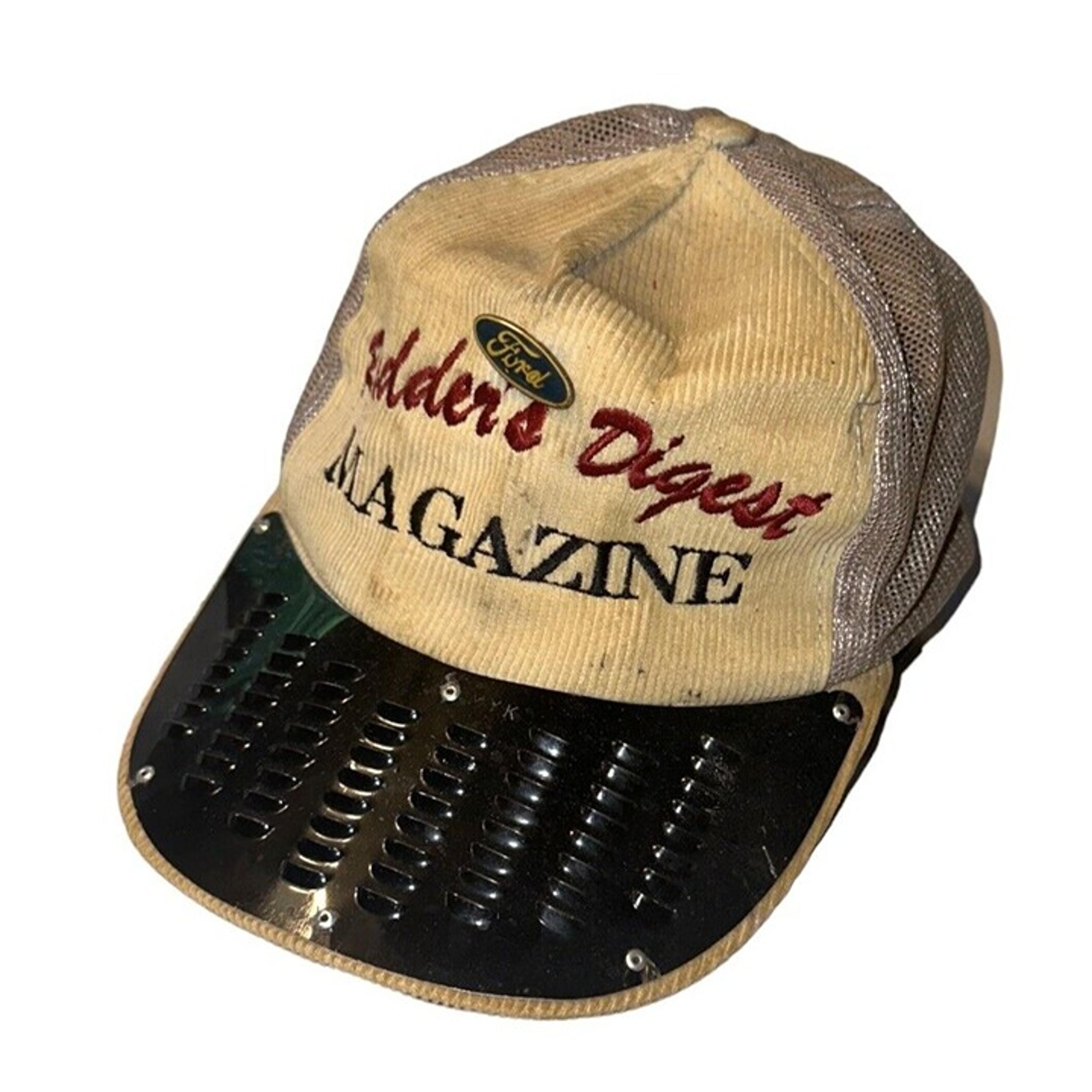 Vintage Rodder’s Digest Trucker Hat W Vtg Ford Pin Corduroy Snap Back Jansport