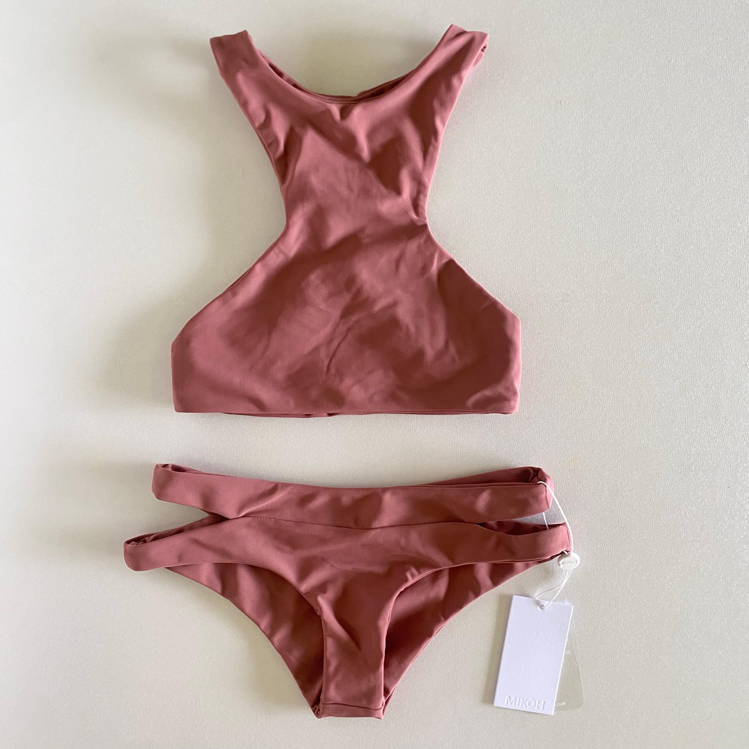 NEW MIKOH “Barbados” top & “Puka Puka” bottom in clay mauve -Size XS