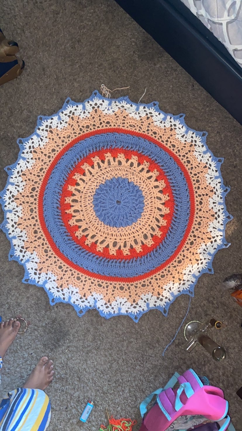 Handmade crochet rug, throw/baby blanket