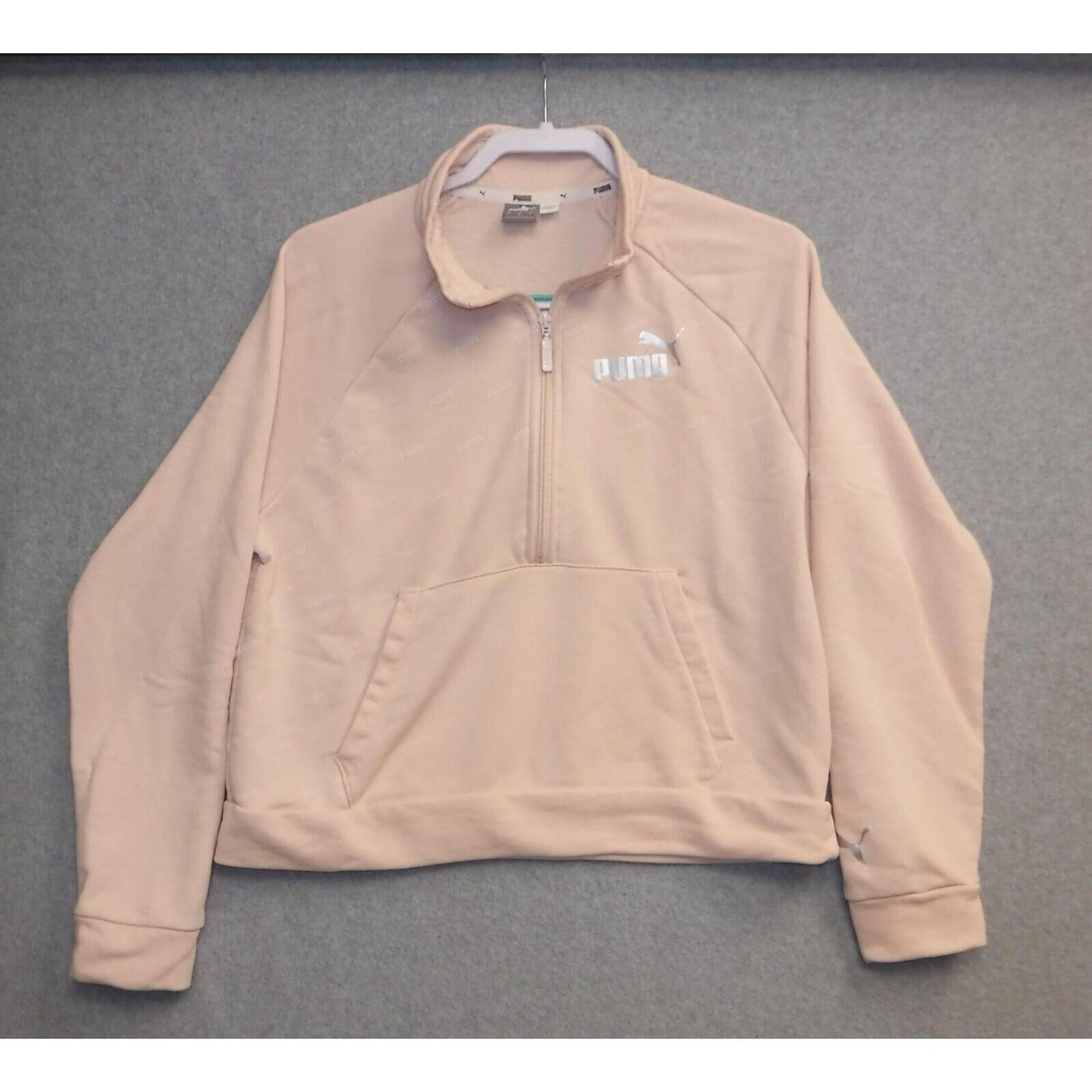 Woman's Puma Light Pink High-neck long sleeved crop sweatshirt size Large