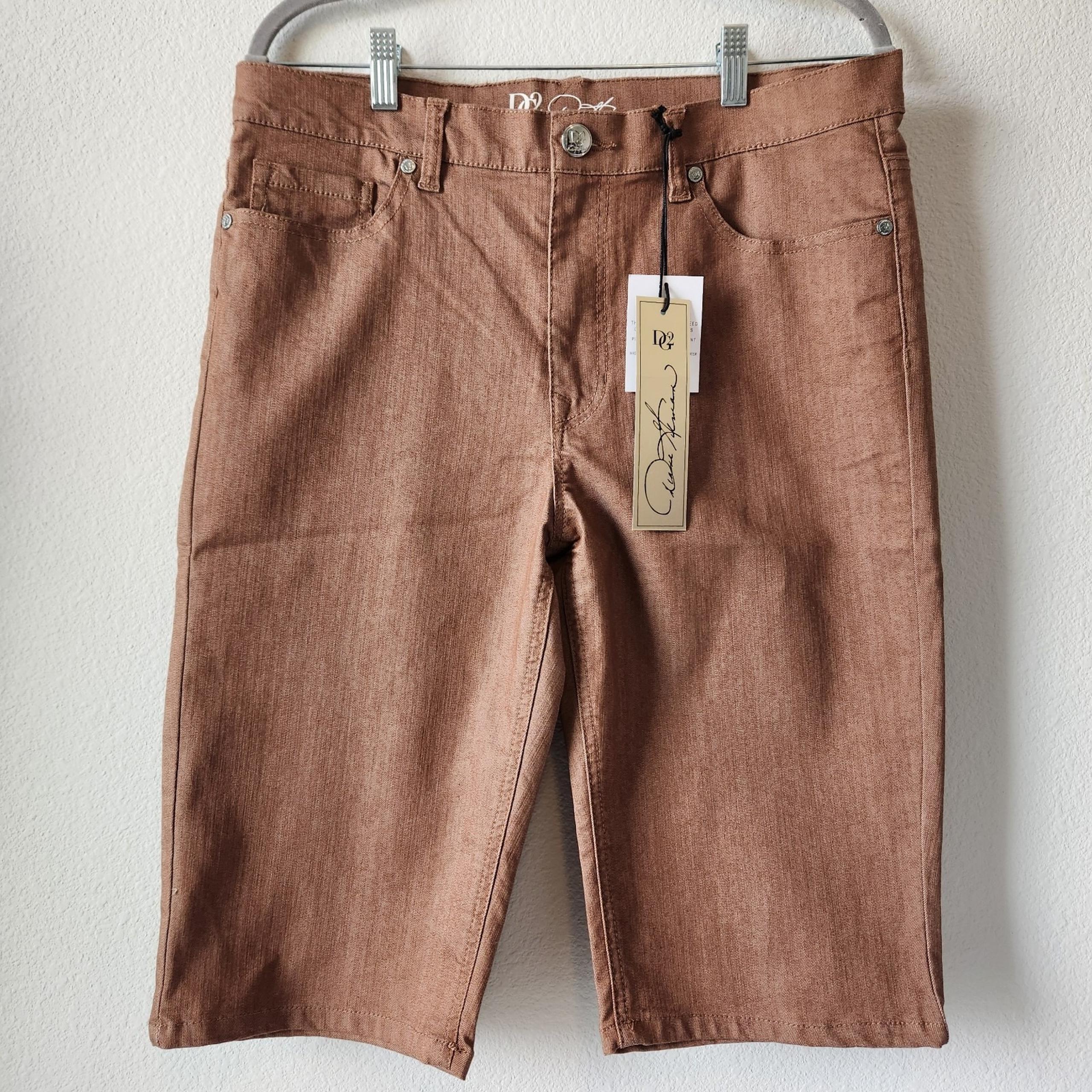 DG2 Diane Gilman Womens Size 14 Rust Brown Denim Bermuda Jean Stretch Shorts