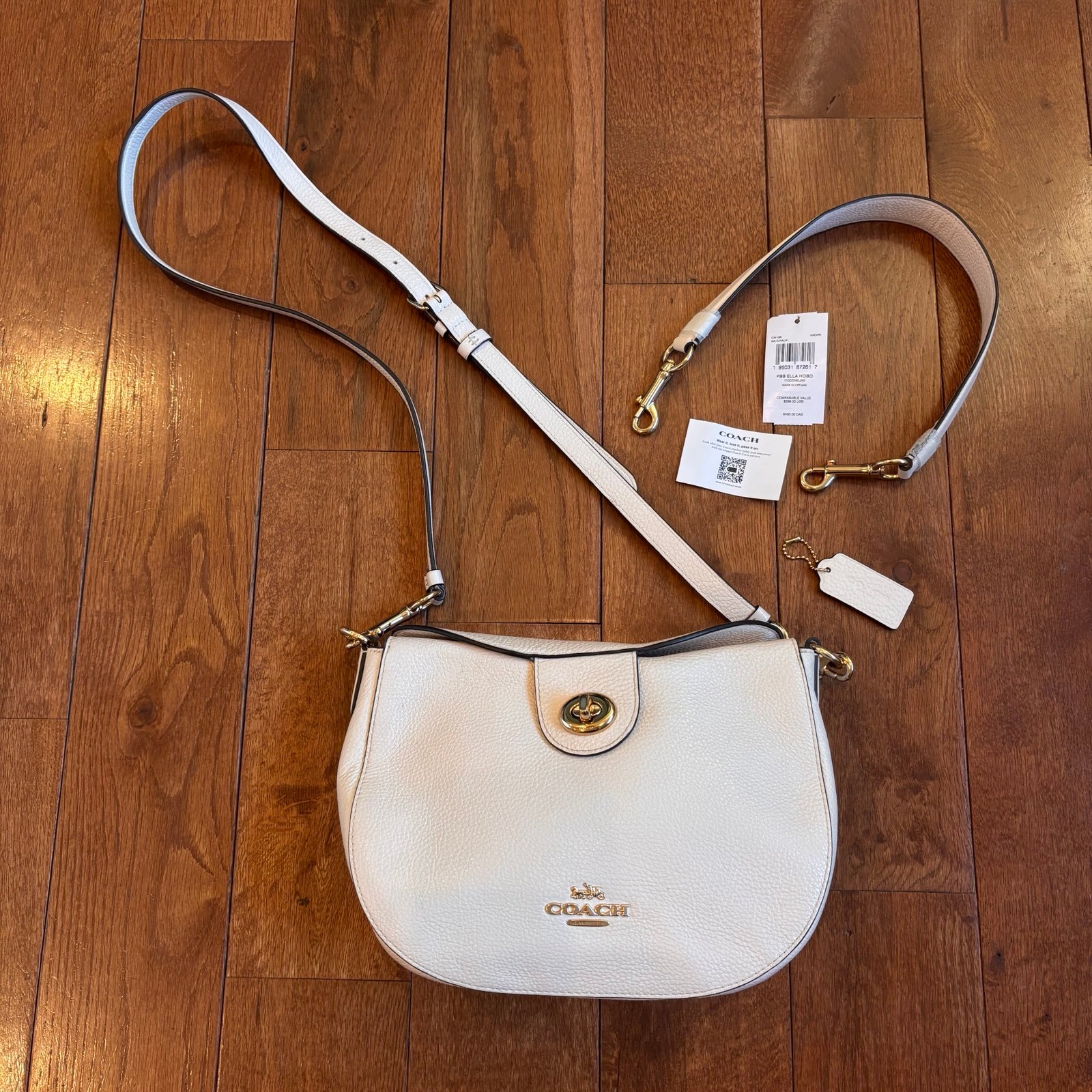 Coach Ella Leather Hobo Convertible CH196 Crossbody Shoulderbag - Chalk