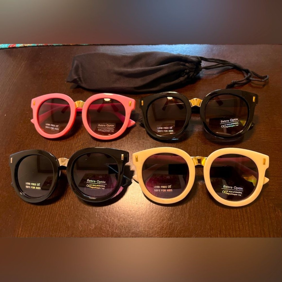 CHILDREN KIDS SUNGLASSES BUNDLE of 4 mix colors retro optix UV PROTECTION unisex