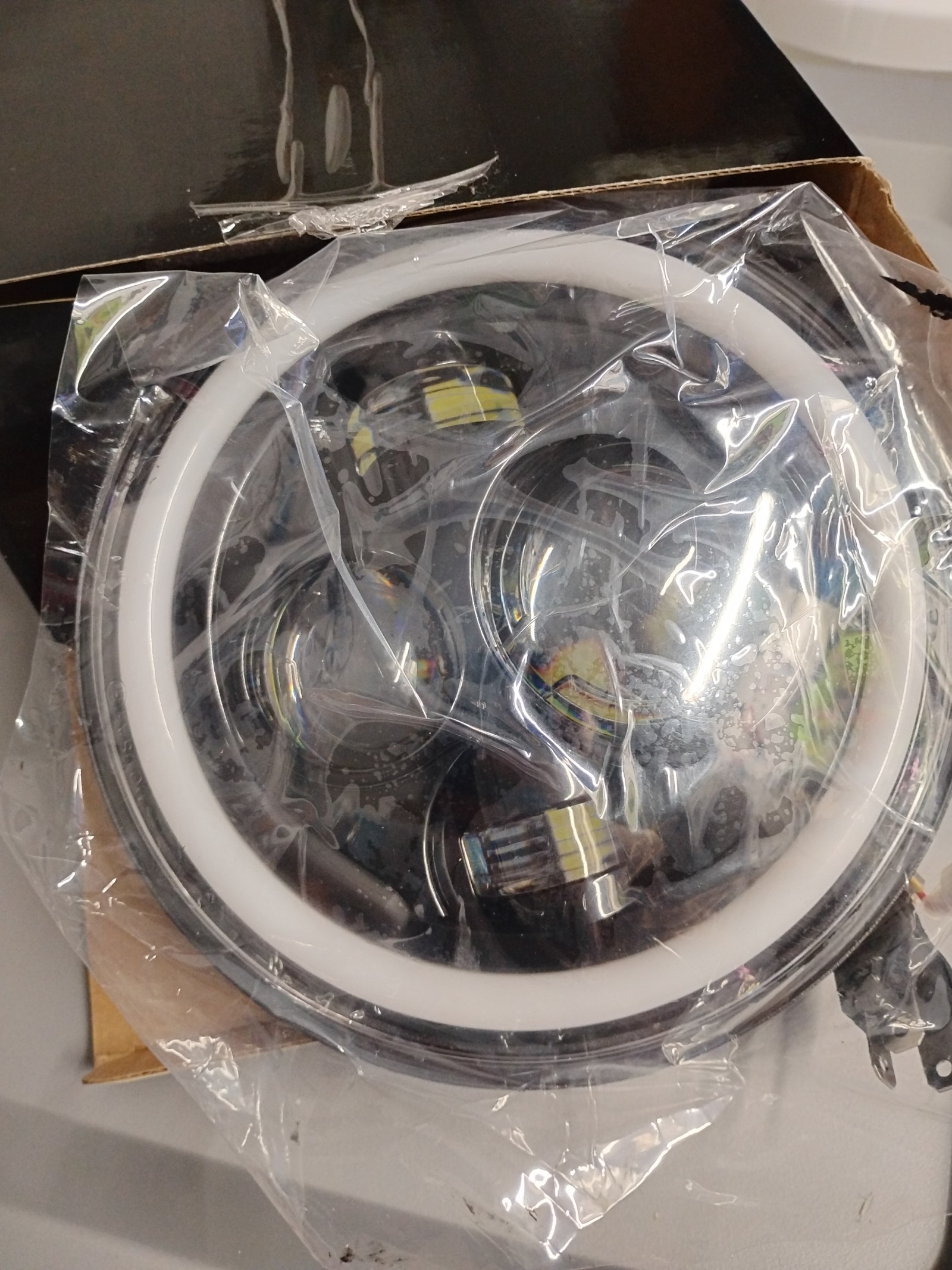 1xPair 7 inch Round RGB Headlights DRL Hi/Lo Beam Lamps