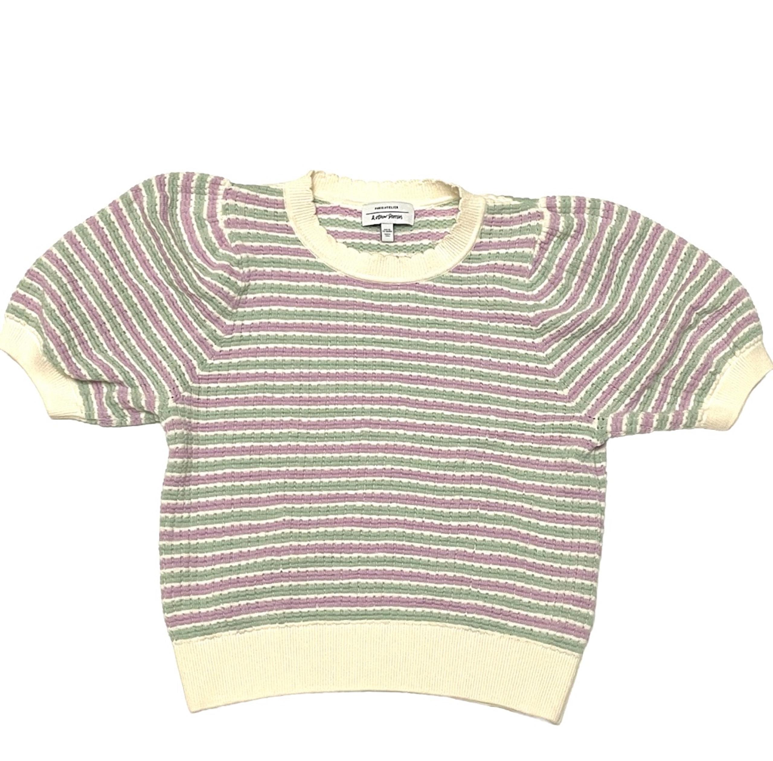 Paris Atelier & Other Stories Purple Striped Knit Sweater Cotton Size EUR XS