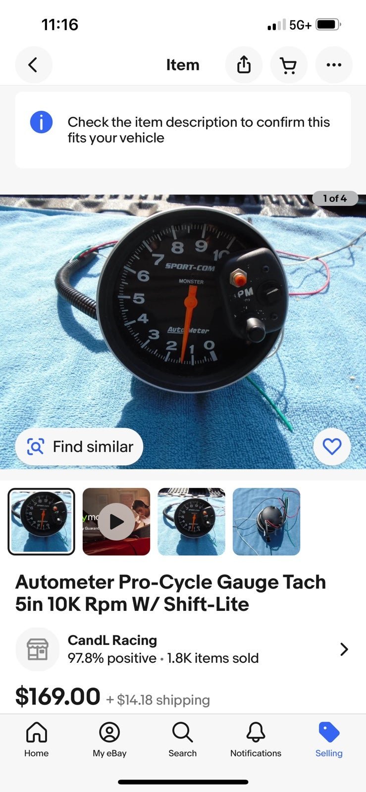 Autometer 5 inch Tachometer