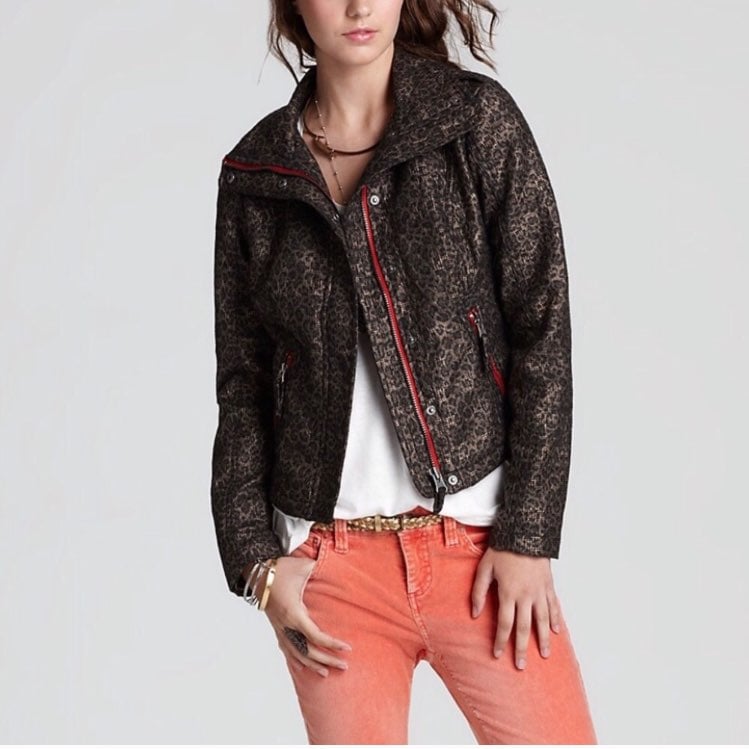 Free People Leopard Pop moto jacket