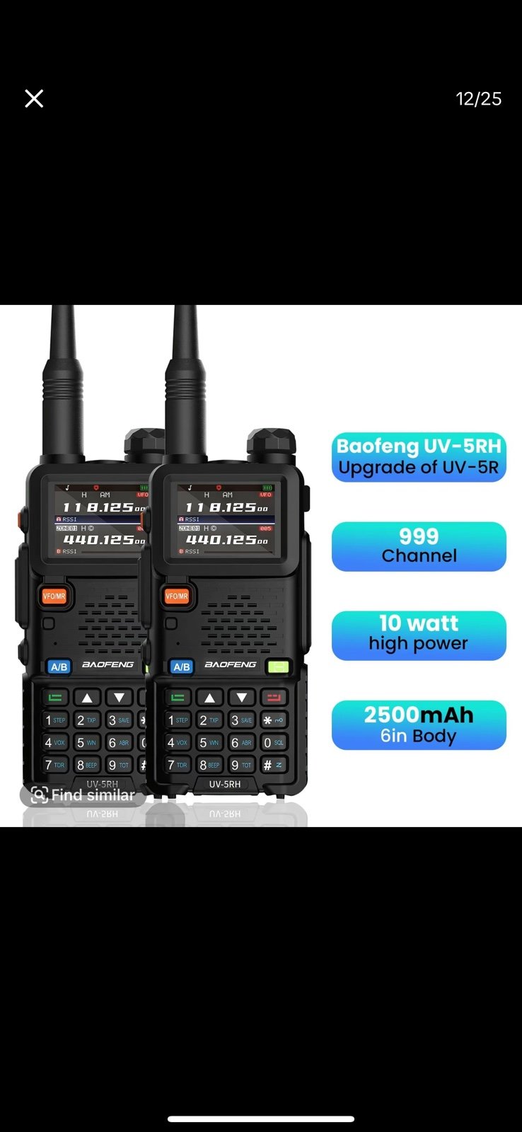 BAOFENG Radios 5RH 10W(Upgrade of UV-5R) Walkie Talkie Radio, GMRS Handheld Ham