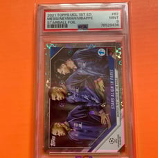 2021 Topps UCL 1st Edition Stars Align in Paris Starball Foil PSA 9 Mpabbe Messi