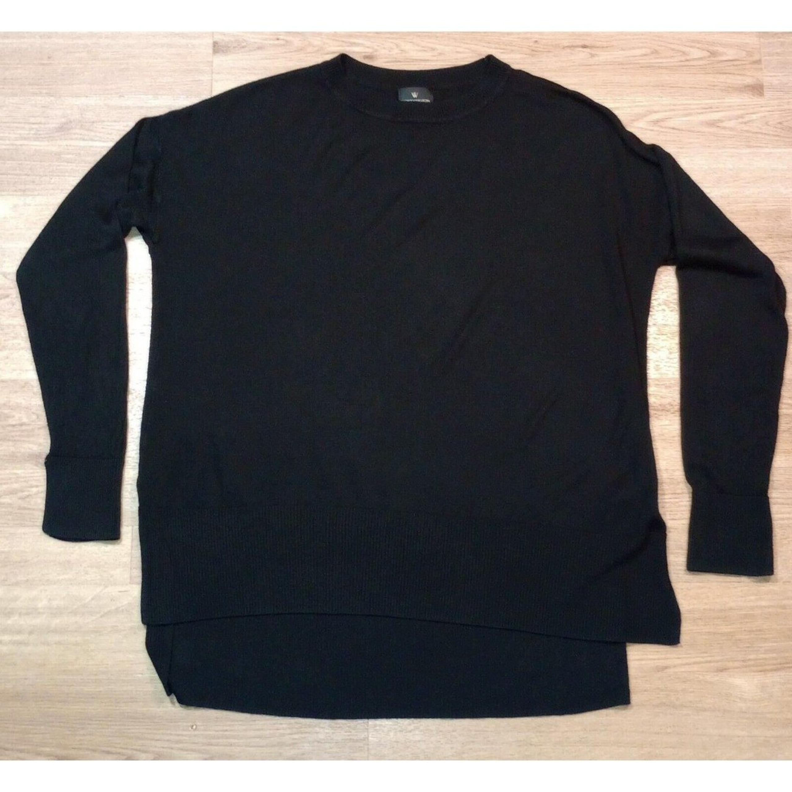 Worthington Sweater Womens Size Medium Black Tight Knit Crew Neck Pullover Rayon